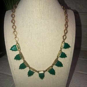 Stella & Dot Candy Eye Necklace Green Gem Jewel Gold Statement